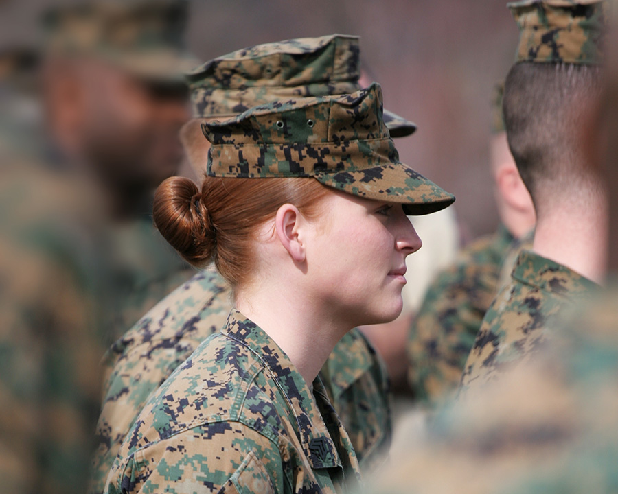 Female Marine in camo