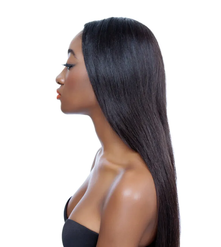 African woman with long, shiny, straightened hair